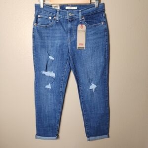 Levis Womens Boyfriend Hypersoft Lightly Distressed Cuffed Jeans-Sz 28x27 (NWT)